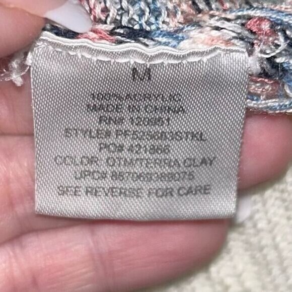 Pink Republic Multi Color Striped Open Draped Lagenlook Cardigan Sweater Medium - Picture 7 of 7